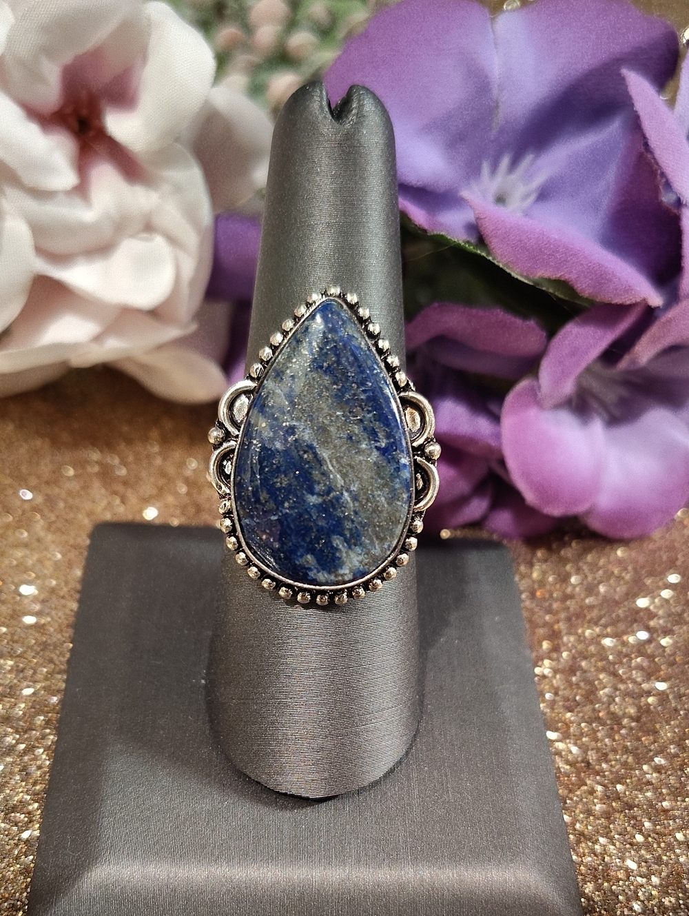 Sodalite Gemstone Silver Plated Ring - Size 9